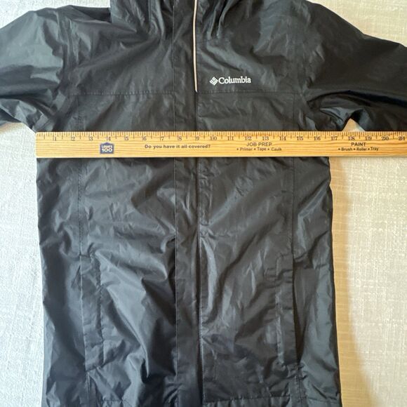 Columbia Youth M Black Omni Tech Jacket Hood Full Zip Lined Pockets Windbreaker - Picture 5 of 12